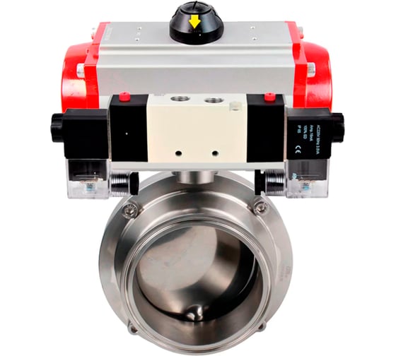 Изображение товара Затвор clamp 304-304-Sil-2W-C-H Ду20 Ру10 пищ.нерж.сталь, пн.привод, пн.распр. DN.ru D050-77989