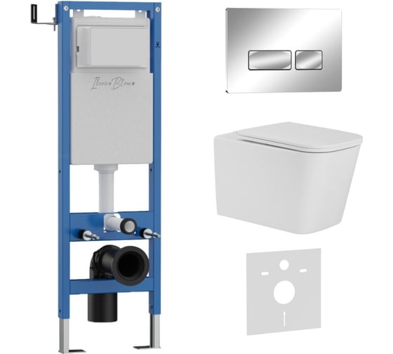 Изображение товара Комплект 3 в 1 IBERICA BLANCA инсталляция 40 см, унитаз TORNADO белый TOLEDO ALTO (IB.TLA.234.1B1), клавиша смыва х IB.001M.TLA.234.213