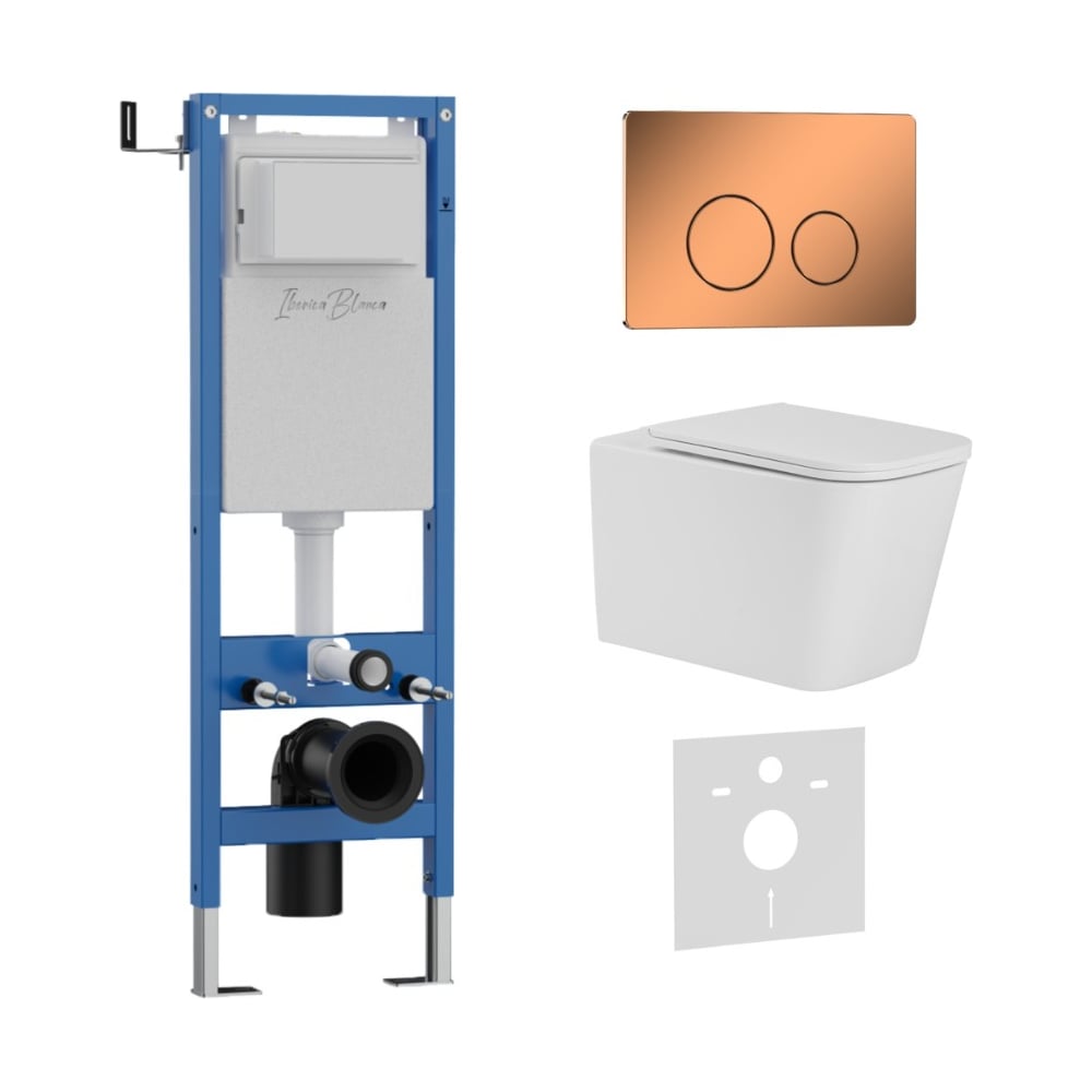 Изображение товара Комплект 3 в 1 IBERICA BLANCA унитаз с инсталляцией и сиденьем Белый