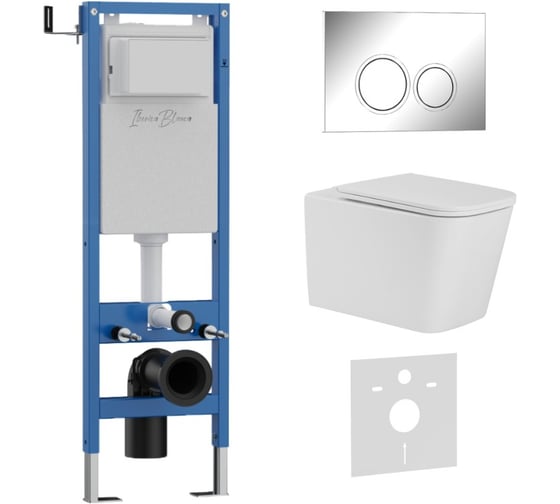 Изображение товара Комплект 3 в 1 IBERICA BLANCA инсталляция 40 см, унитаз TORNADO белый TOLEDO ALTO (IB.TLA.234.1B1), клавиша смыва х IB.001M.TLA.234.823