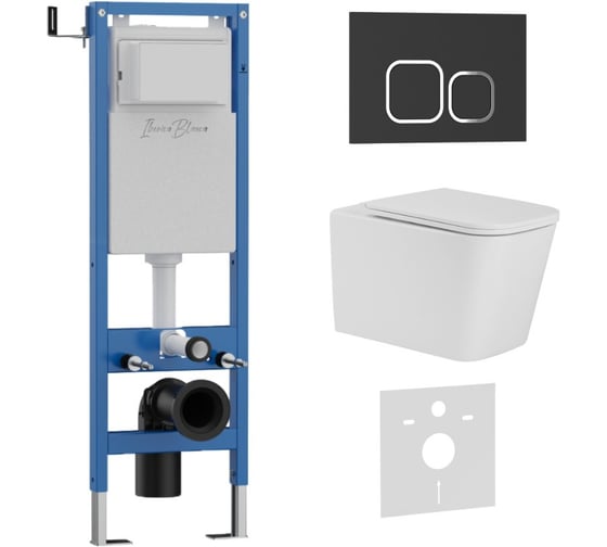 Изображение товара Комплект 3 в 1 IBERICA BLANCA инсталляция 40 см, унитаз TORNADO белый TOLEDO ALTO (IB.TLA.234.1B1), клавиша смыва ч IB.001M.TLA.234.832