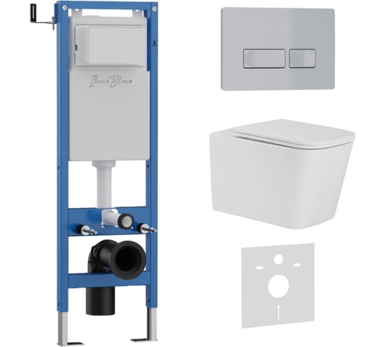 Изображение товара Комплект 3 в 1 IBERICA BLANCA инсталляция 40 см, унитаз TORNADO белый TOLEDO ALTO (IB.TLA.234.1B1), клавиша смыва х IB.001M.TLA.234.214