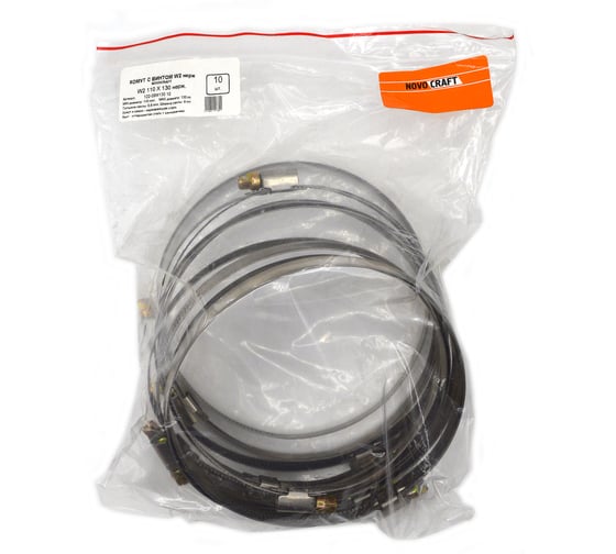 Изображение товара Хомут нержавеющий червячный Novocraft 110x130 мм, уп. 10 шт. 122-09W130 10