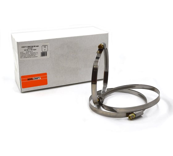 Изображение товара Xомут нержавеющий чeрвячный Novocraft 80x100 мм, кор. 10 шт. 122-09W100 10