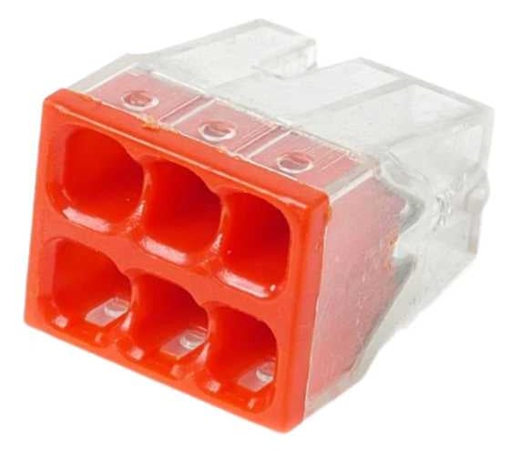 Изображение товара Строительно-монтажная клемма HLT СКМ EU2.5-426 6 отверстия (0.75-2.5мм2) 5шт. (10уп./уп.) 081-20-034