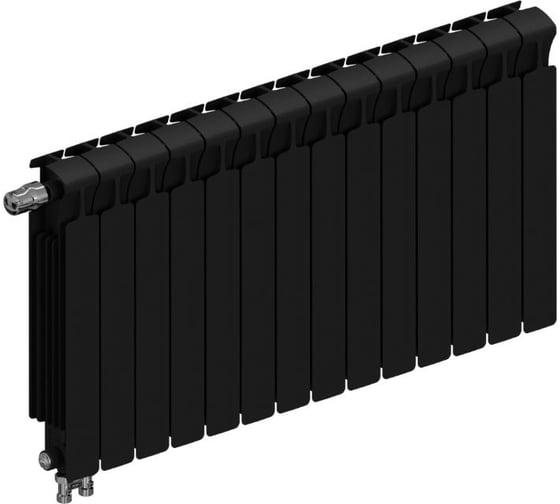 Изображение товара Радиатор биметаллический RIFAR MONOLIT Ventil 500 Антрацит 14 секций, нижн. прав. R-MN-500-14-VR-AN