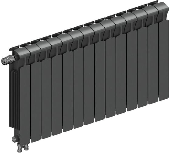 Изображение товара Радиатор биметаллический RIFAR MONOLIT Ventil 500 Титан 14 секций, нижн. прав. R-MN-500-14-VR-TI