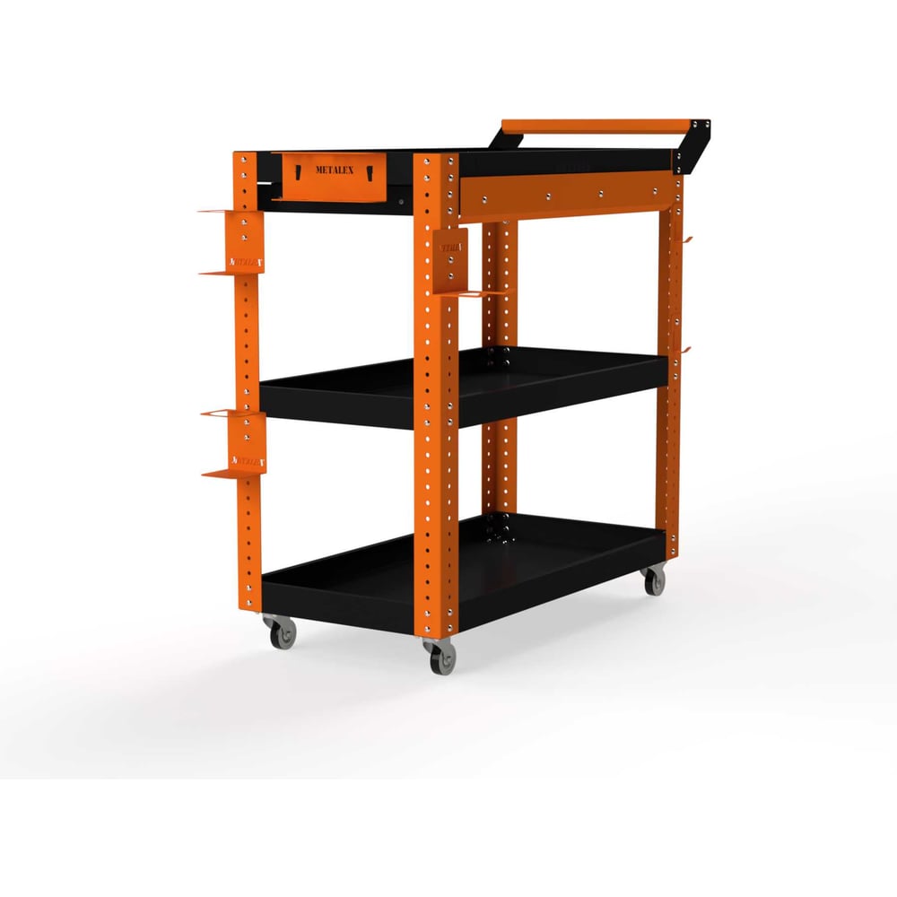 Изображение товара Тележка инструментальная Металекс 1А 800x450x800 оранжево-черная, трехполочная