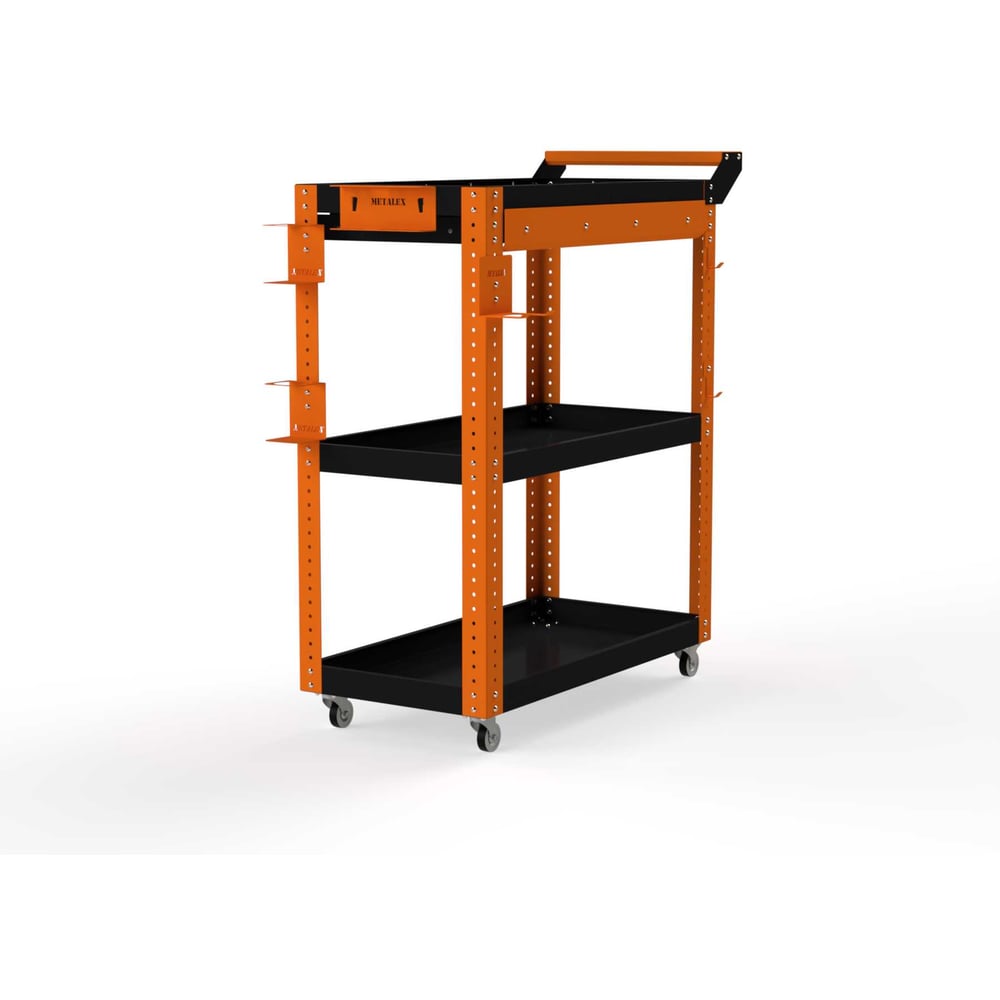 Изображение товара Тележка инструментальная Metalex 1А 900x450x950 оранжево-черная с 3 полками