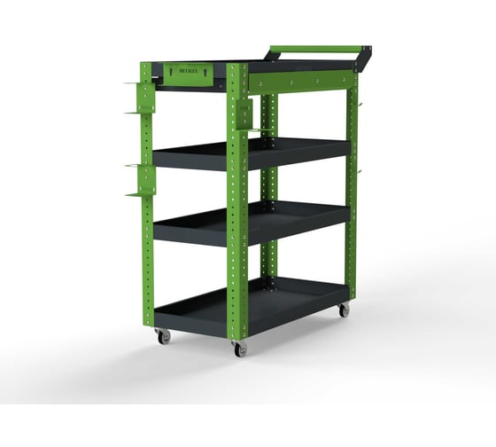 Изображение товара Тележка инструментальная ООО Металекс Metalex Тип 1А, 800x450x950, 4 полки, серо-зеленый 118653