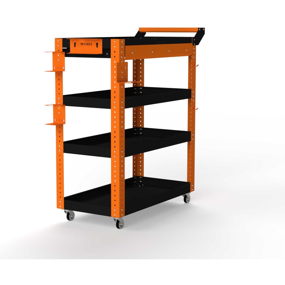Изображение товара Тележка инструментальная ООО Металекс Тип 1А 4 полки 800x450x950 оранжево-черный