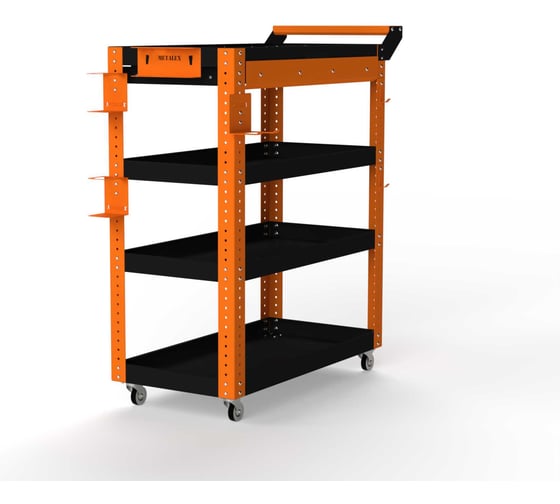 Изображение товара Тележка инструментальная ООО Металекс Metalex Тип 1А, 800x450x950, 4 полки, оранжево-черный 118659