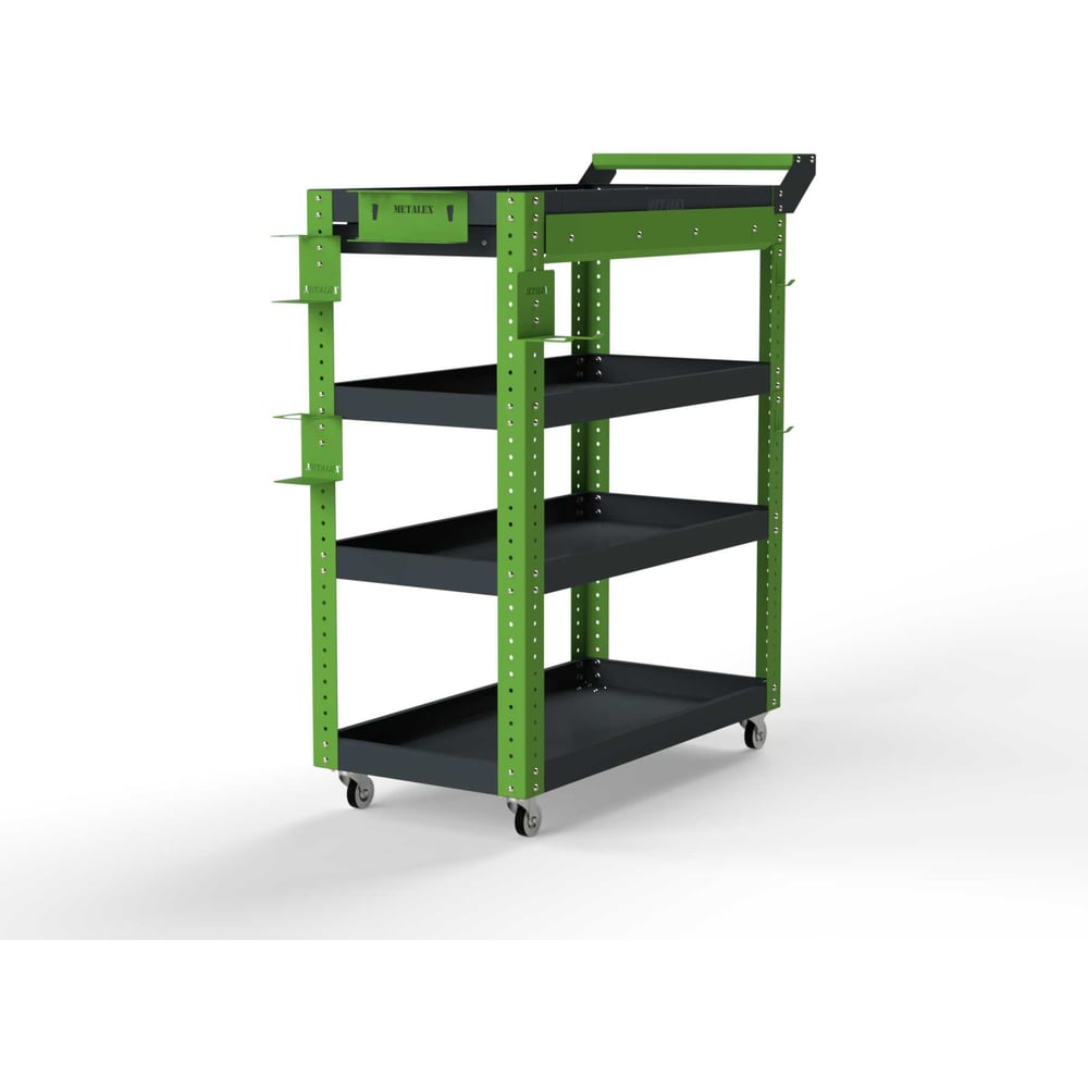 Изображение товара Тележка инструментальная ООО Металекс Metalex Тип 1А, 900x450x950, 4 полки, серо-зеленый 118654