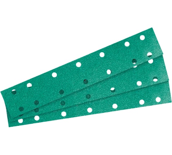 Изображение товара Полоски шлифовальные абразивные CERAMAX GREEN FILM 70х420 мм, 14 отверстий, P60, 50 шт 1CRX1530