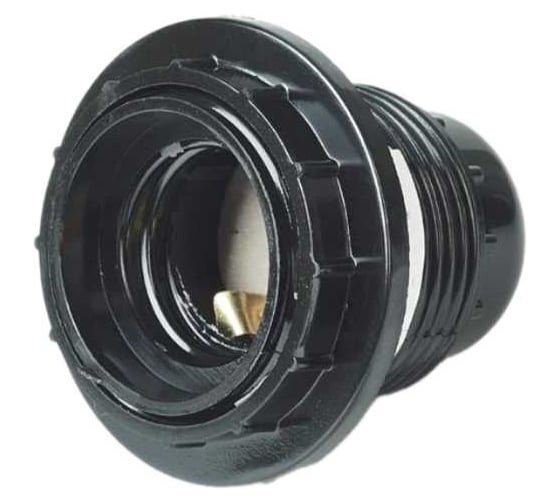 Изображение товара Патрон карболитовый с кольцом HLT Е27, черный (50шт./уп.), стикер на изделии 085-10-010