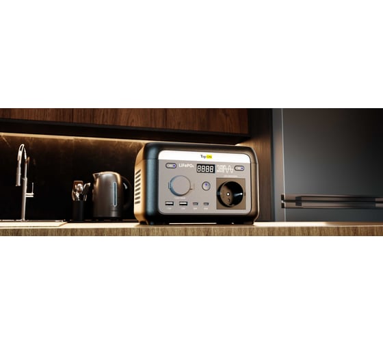 Изображение товара Портативная электростанция TopOn LFP 200 Вт, розетка 220 В, авторозетка 12.6 В, 2 Type-C, 2 USB, фонарь, EPS TOP-H200