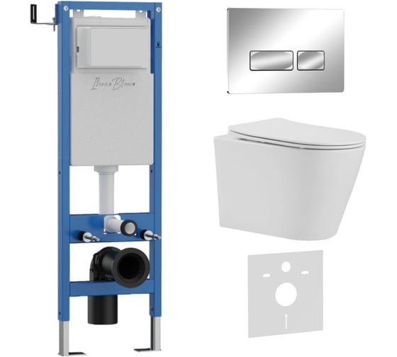Изображение товара Комплект 3 в 1 IBERICA BLANCA инсталляция 40 см, унитаз TORNADO белый BURGOS ALTO (IB.BRA.234.1B1), клавиша смыва х IB.001M.BRA.234.213