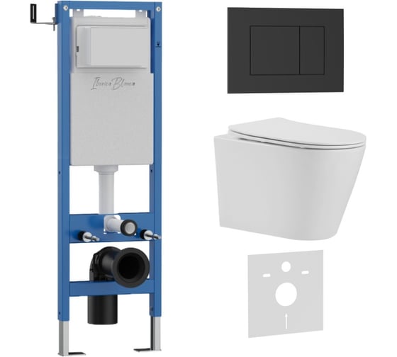 Изображение товара Комплект 3 в 1 IBERICA BLANCA инсталляция 40 см, унитаз TORNADO безободковый белый BURGOS ALTO (IB.BRA.234.1B1), кл IB.001M.BRA.234.851