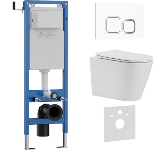 Изображение товара Комплект 3 в 1 IBERICA BLANCA инсталляция 40 см, унитаз TORNADO белый BURGOS ALTO (IB.BRA.234.1B1), клавиша смыва б IB.001M.BRA.234.831