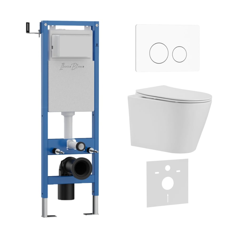 Изображение товара Комплект 3 в 1 IBERICA BLANCA инсталляция 40 см, унитаз TORNADO белый BURGOS ALTO (IB.BRA.234.1B1), клавиша смыва б IB.001M.BRA.234.811