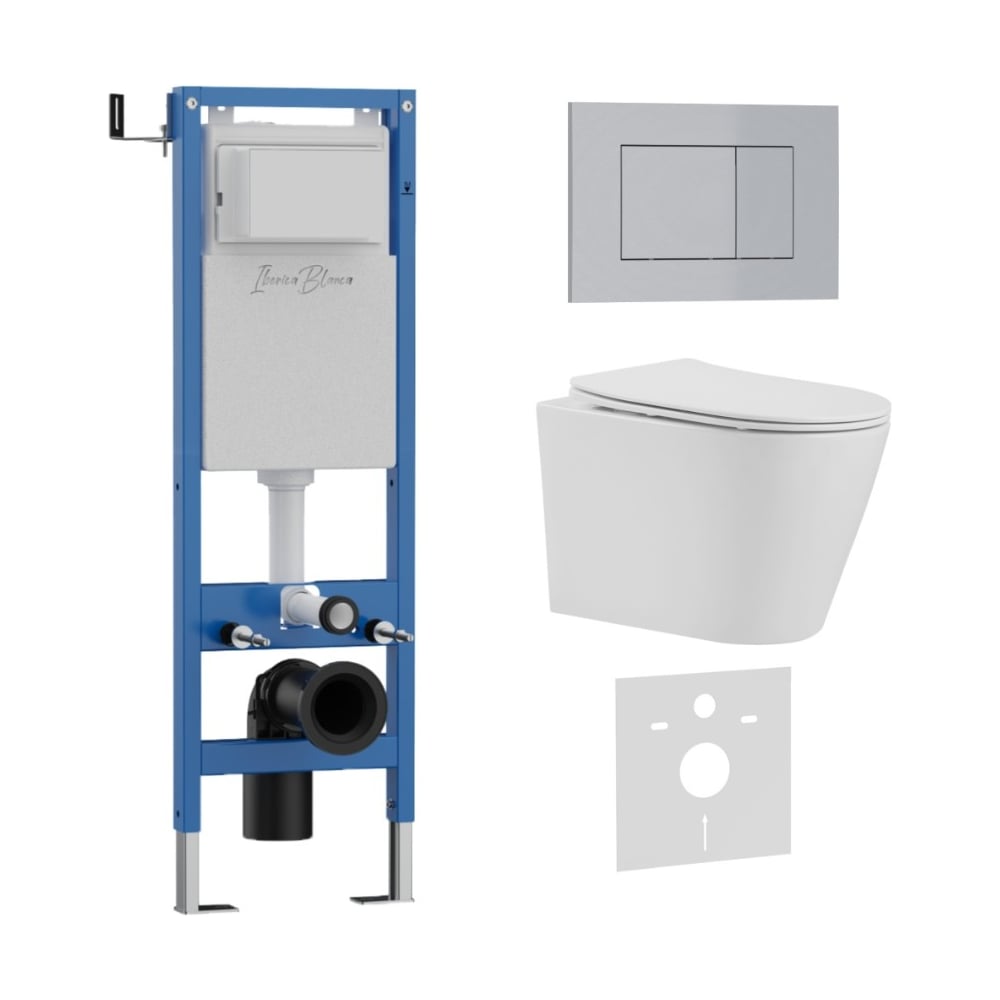 Изображение товара Комплект 3 в 1 IBERICA BLANCA инсталляция 40 см унитаз безободковый BURGOS ALTO