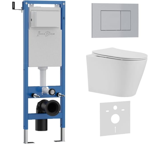 Изображение товара Комплект 3 в 1 IBERICA BLANCA инсталляция 40 см, унитаз TORNADO безободковый белый BURGOS ALTO (IB.BRA.234.1B1), кл IB.001M.BRA.234.853