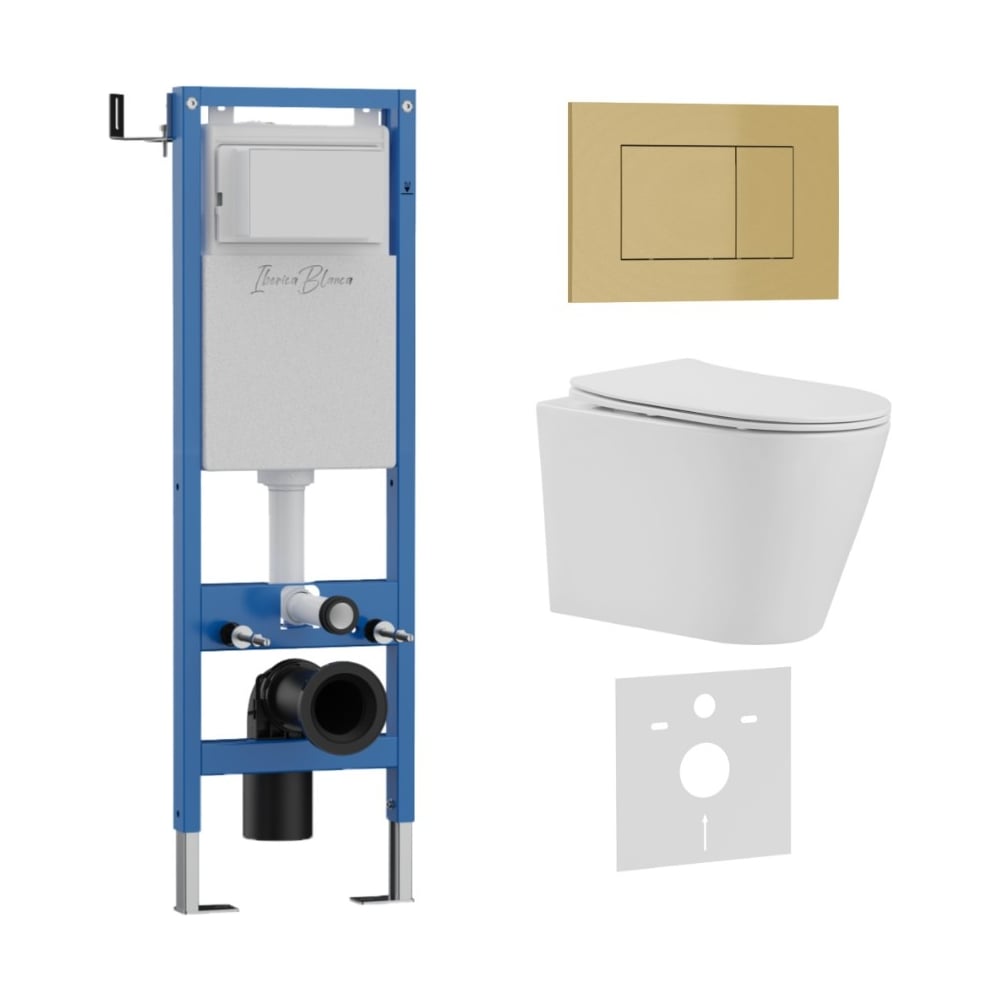 Изображение товара Комплект 3 в 1 IBERICA BLANCA инсталляция 40 см для унитаза безободковый белый