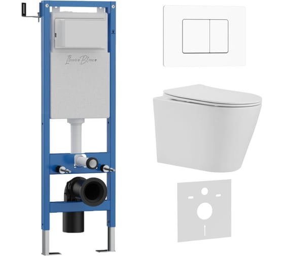 Изображение товара Комплект 3 в 1 IBERICA BLANCA инсталляция 40 см, унитаз TORNADO белый BURGOS ALTO (IB.BRA.234.1B1), клавиша смыва б IB.001M.BRA.234.111