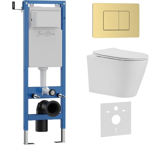 Изображение товара Комплект 3 в 1 IBERICA BLANCA инсталляция 40 см, унитаз TORNADO белый BURGOS ALTO (IB.BRA.234.1B1), клавиша смыва з IB.001M.BRA.234.1150