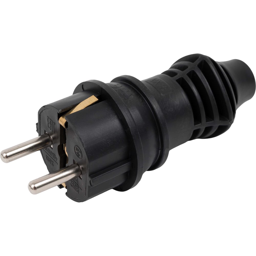 Изображение товара Гигант Вилка каучуковая с/з прямая 16А IP44 черная RPG-2