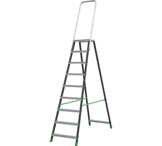 Изображение товара Стремянка Новая Высота ст./ал. NV 2136, 1x6 ступеней, 80 мм, площадка 350x260 мм, дуга безопасности 800 мм 2136106