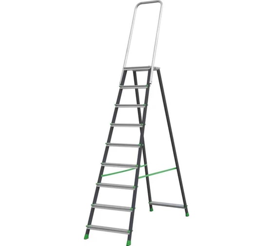 Изображение товара Стремянка Новая Высота ст./ал. NV 2136, 1x9 ступеней, 80 мм, площадка 350x260 мм, дуга безопасности 800 мм 2136109