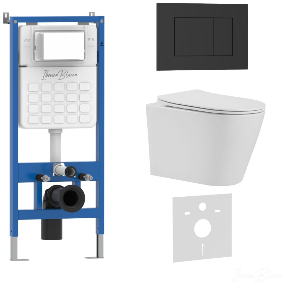 Изображение товара Комплект сантехники 3 в 1 IBERICA BLANCA серия BURGOS ALTO унитаз инсталляция и клавиша
