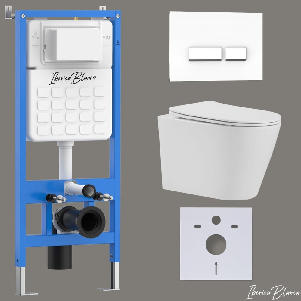 Изображение товара Комплект 3 в 1 IBERICA BLANCA инсталляция унитаз безободковый BURGOS ALTO