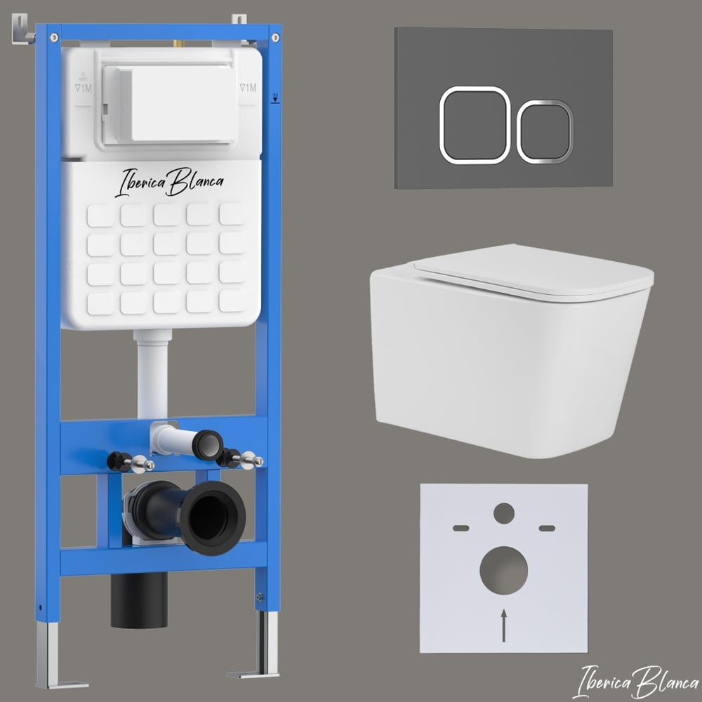 Изображение товара Комплект 3 в 1 IBERICA BLANCA инсталляция, унитаз безободковый белый TOLEDO ALTO (IB.TLA.231.1B1), клавиша смыва се IB001.TLA.231.837 Изображение товара Комплект 3 в 1 IBERICA BLANCA инсталляция, унитаз безободковый белый TOLEDO ALTO (IB.TLA.231.1B1), клавиша смыва се IB001.TLA.231.837