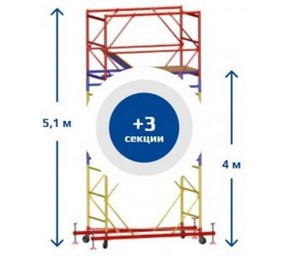 Изображение товара Вышка тура Sebmet ВСР-2, 0.7x2.0, Нобщ.= 5.1м TD01120720510