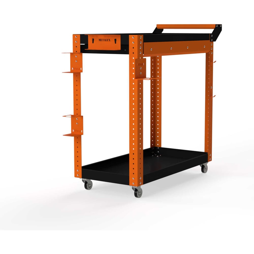 Изображение товара Тележка инструментальная ООО Металекс Тип 1А 800x400x800 мм, 2 полки, оранжево-черный