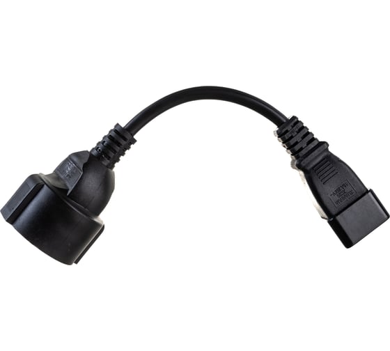 Изображение товара Удлинитель LANMASTER вилка C20 - розетка Schuko, 3x1.5, 220В, 16А, 0.2 метра LAN-PPS/20-0.2-BK