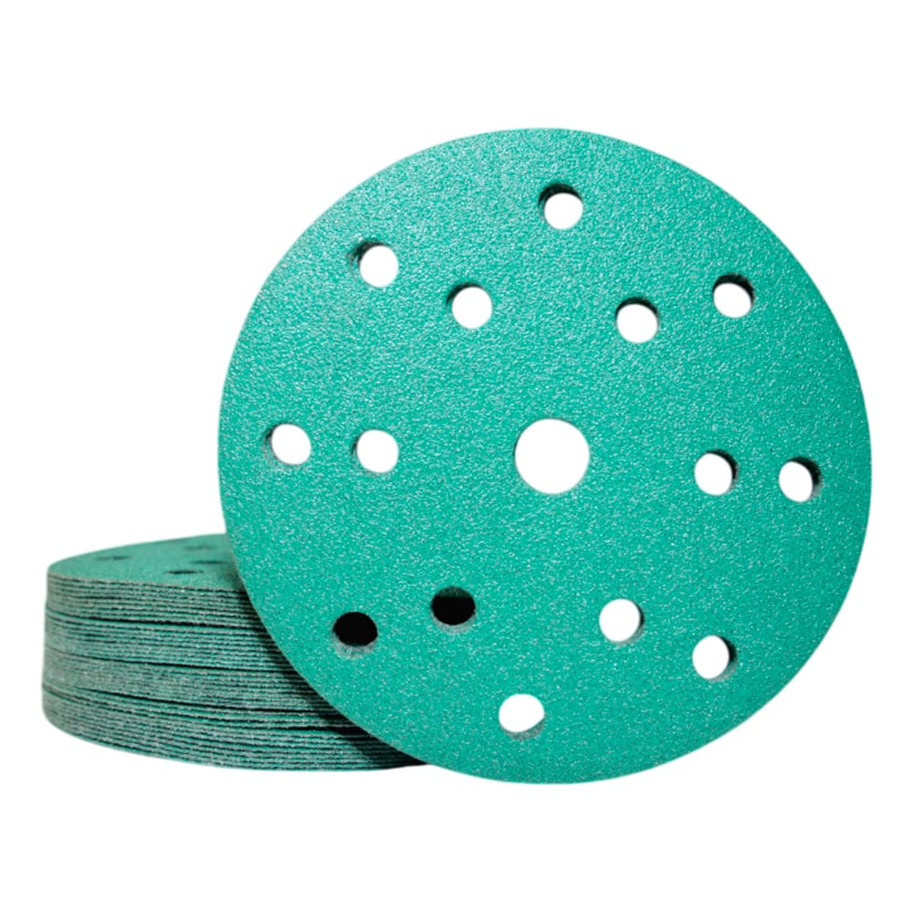 Изображение товара Круги шлифовальные CERAMAX 150 мм GREEN FILM 15 отверстий, P60, 50 шт. 1CRX1310