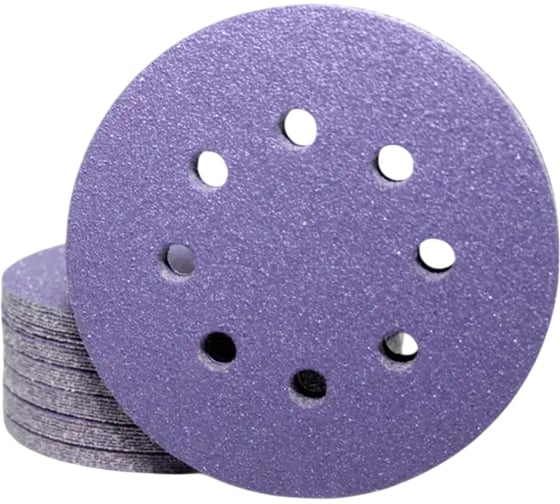 Изображение товара Круг шлифовальный абразивный CERAMAX PURPLE PAPER 125 мм, 8 отверстий, P100, 50 шт 1CRX1574