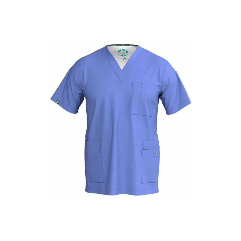 Изображение товара Мужская голубая блуза СОЮЗСПЕЦОДЕЖДА Эргофайв Актив EAJU05 короткий рукав V-образный воротник