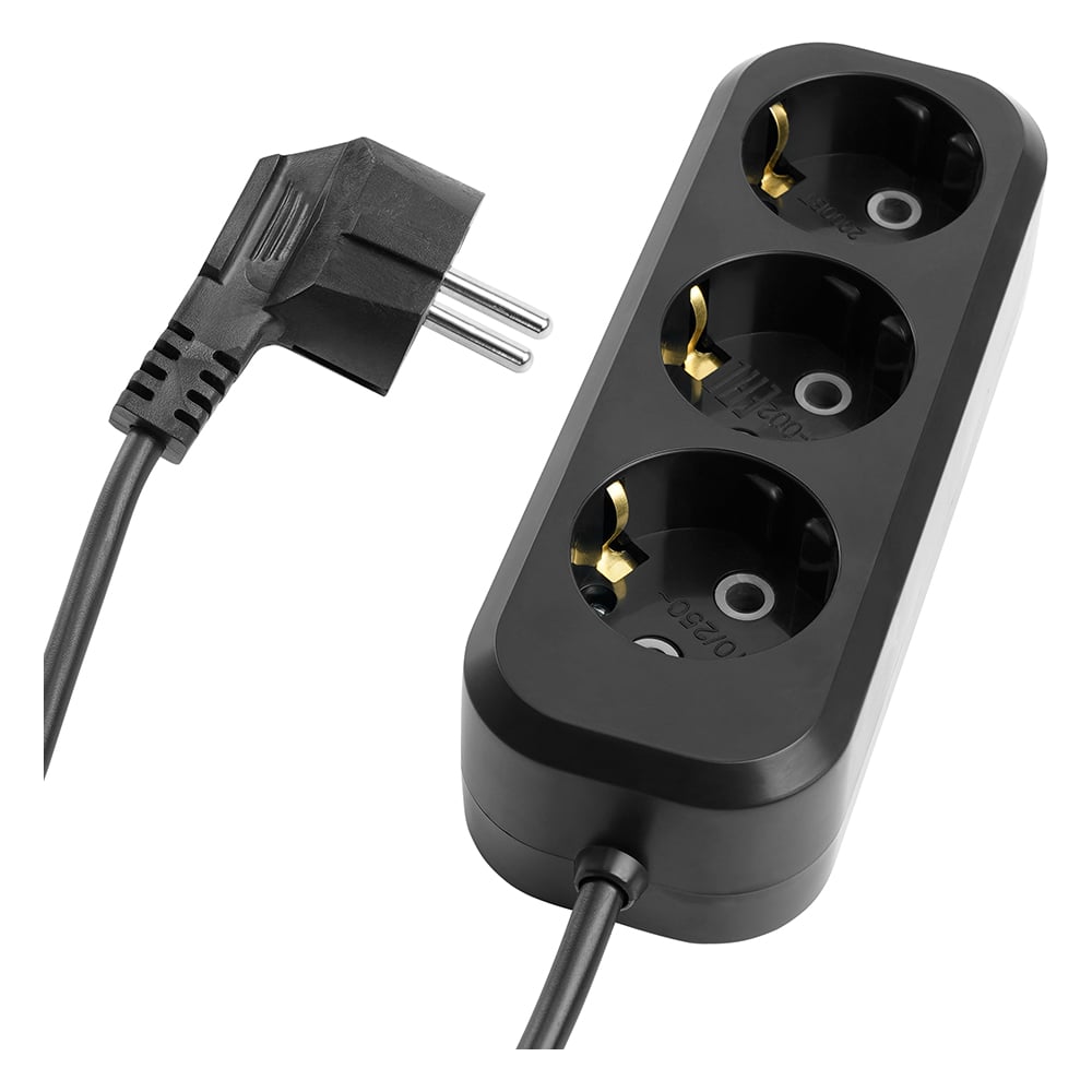 Изображение товара Удлинитель трехместный STEKKER Home 3 розетки 5м черный колодка