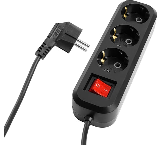 Изображение товара Удлинитель трехместный STEKKER с/з с выключателем, 3x0,75, 2м, серия Home, HM0 50421