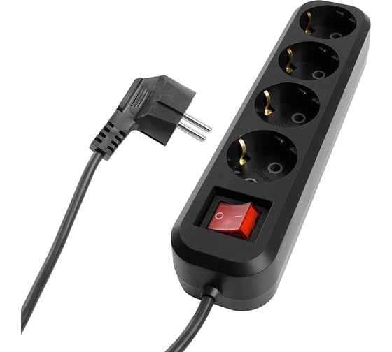 Изображение товара Удлинитель четырехместный STEKKER с/з с выключателем, 3x0,75, 3м, серия Home, 50425