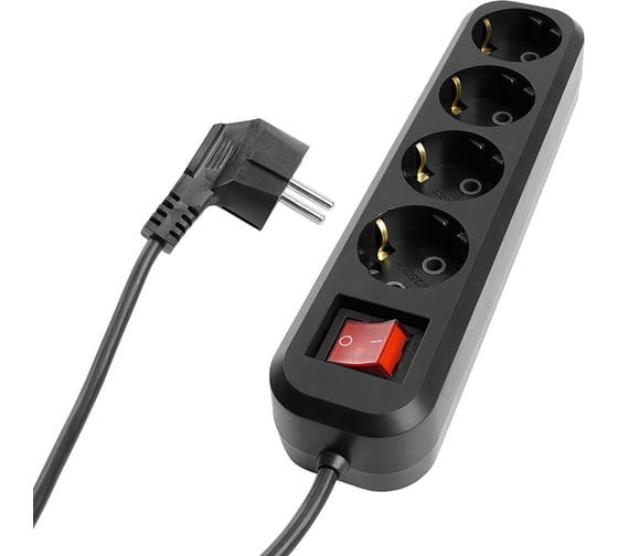 Изображение товара Удлинитель четырехместный STEKKER с/з с выключателем, 3x0,75, 2м, серия Home, 50424