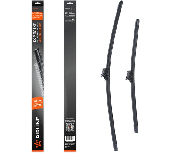 Изображение товара Щетки стеклоочистителя комплект Airline (2шт.) 650/480мм (26"/19") бескаркасные с подачей воды и подогревом для а/м Volvo XC60 (17-) AWBM152