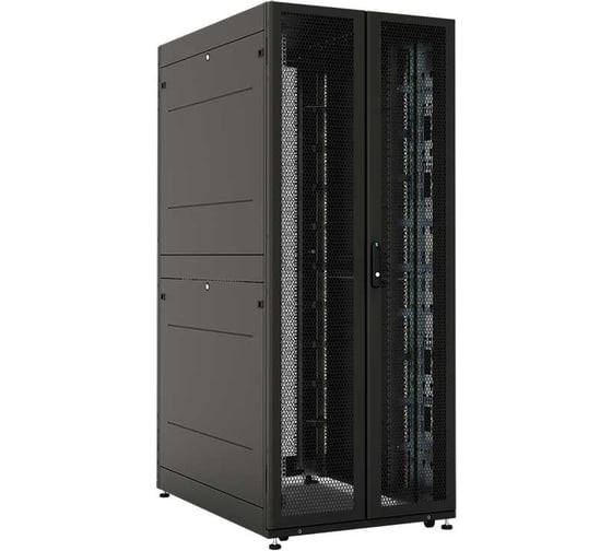 Изображение товара Шкаф серверный напольный ЦМО ПРОФ 42U, 800х1000, двери двойные перфорированные 2 шт., черный, в сборе ШТК-СП-42.8.10-88АА-9005