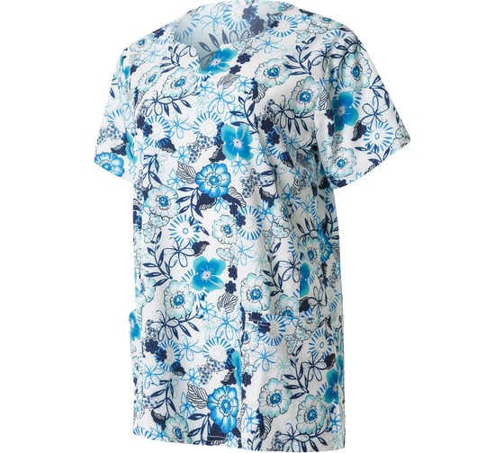 Изображение товара Блуза СОЮЗСПЕЦОДЕЖДА Эргофайв Актив (ERGOFIVE Active) EAJW07 женская принт голубые цветы на белом, 46 (S) 2000000275529