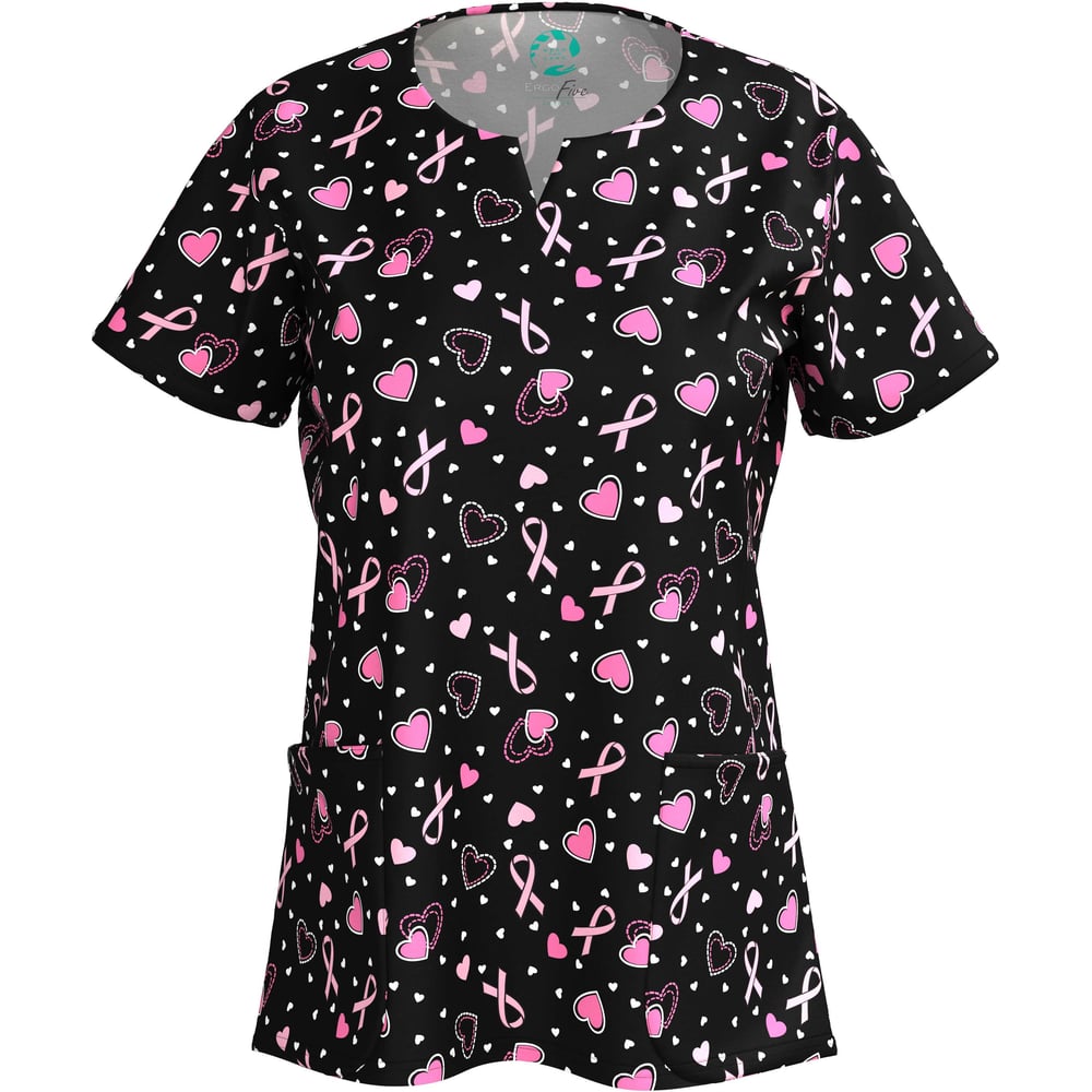 Изображение товара Женская блуза СОЮЗСПЕЦОДЕЖДА Эргофайв Актив EAJW07 с принтом сердечки на черном фоне