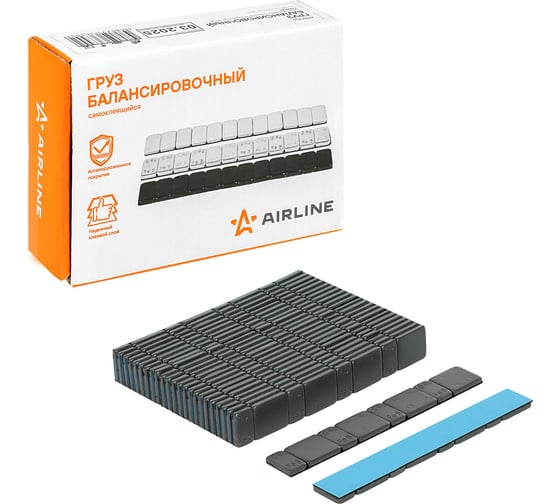 Изображение товара Груз балансировочный самоклеящийся Airline стальной 4x5гр/4x10гр, 50 шт., графит ATRK206